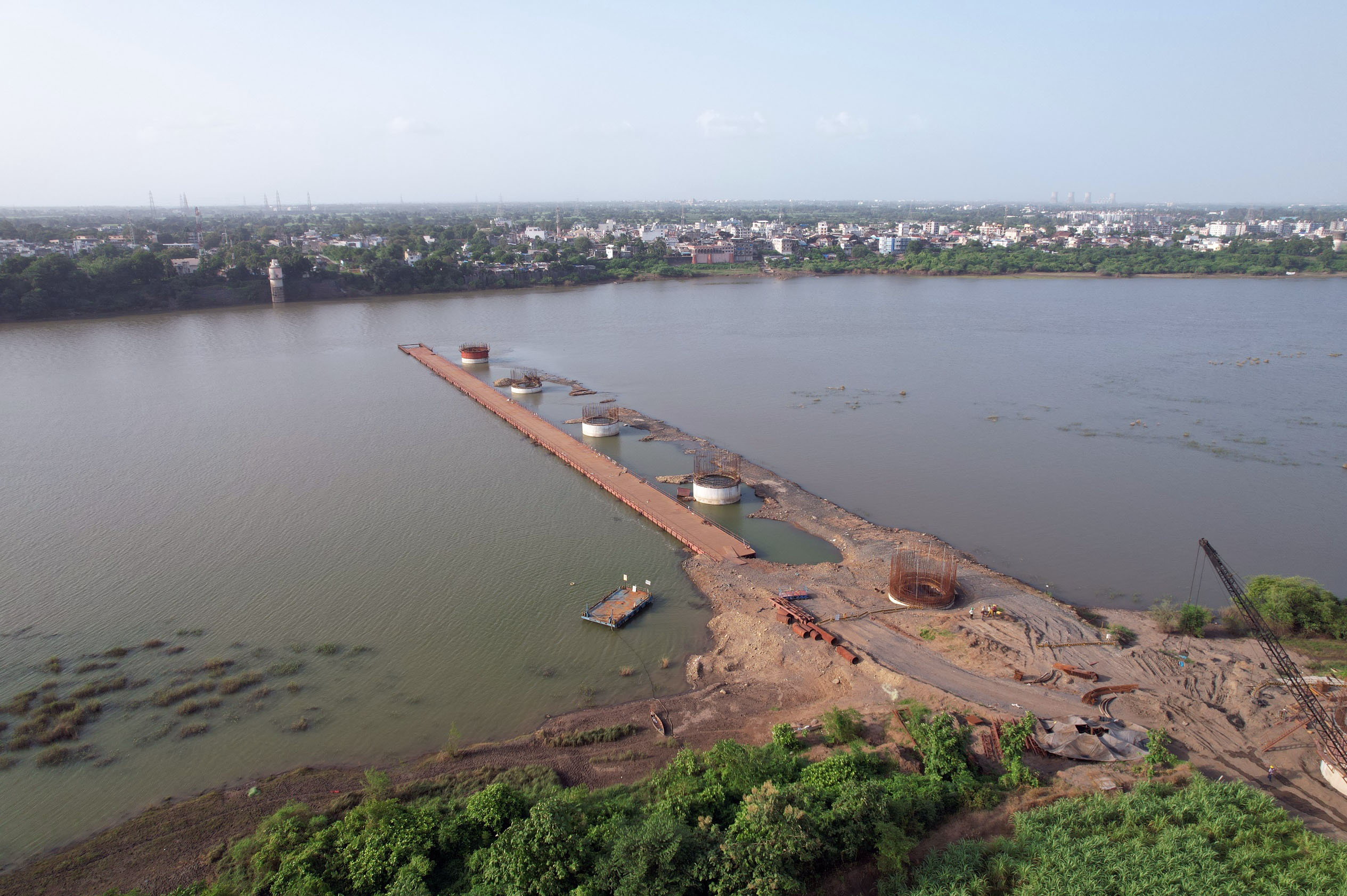 Well Foundation Work at Tapi River, Surat District, September 2022